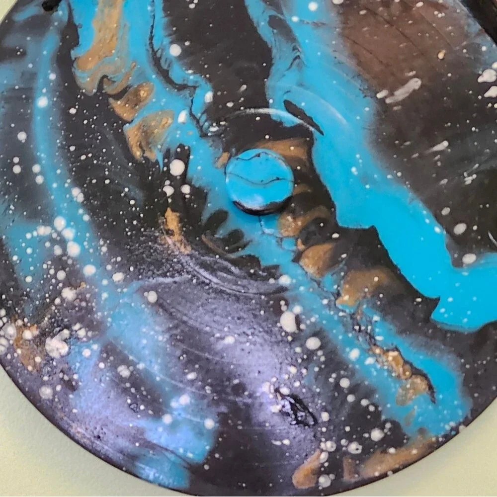 Hand Crafted Organizer Fluid Art Colorful Painting On 12